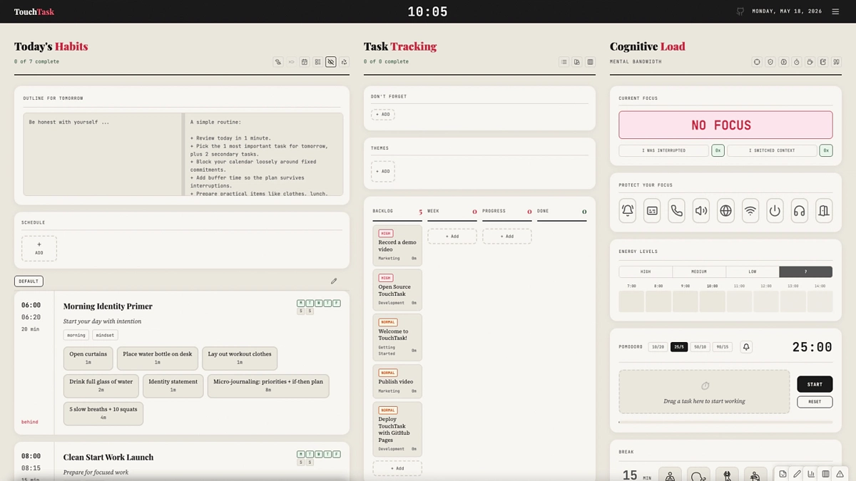 TouchTask screenshot