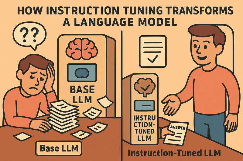 BaseLLM vs Instruction-Tuned LLM